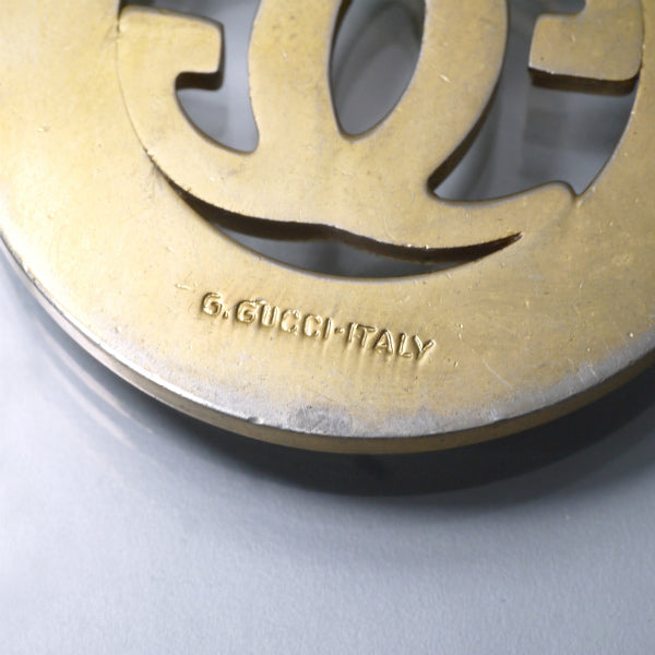 OLD Gucci　GGロゴ×シェリープレートキーホルダー（ゴールド）