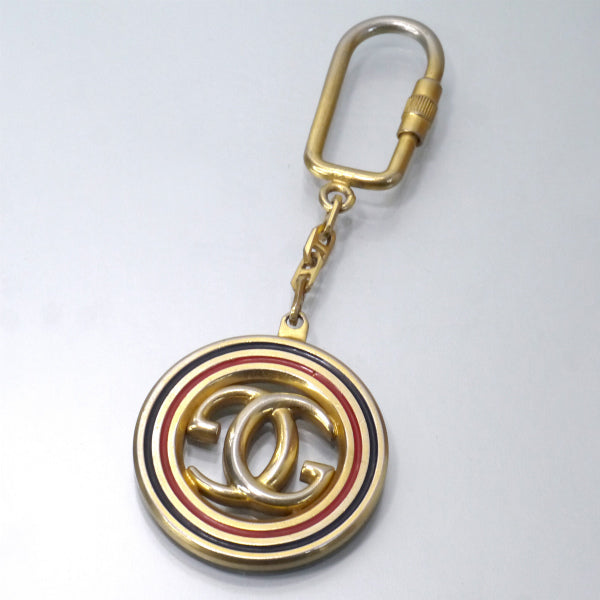 OLD Gucci　GGロゴ×シェリープレートキーホルダー（ゴールド）