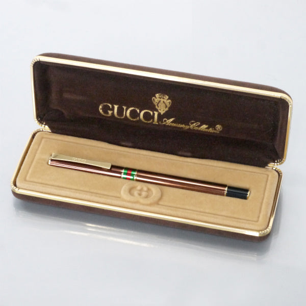 OLD Gucci シェリーラインボールペン（茶/箱付き）