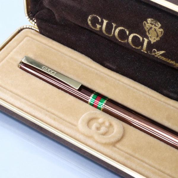 OLD Gucci シェリーラインボールペン（茶/箱付き）