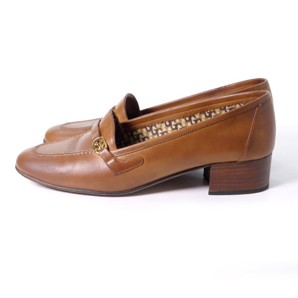 OLD Gucci　GG金具レザーローファー(23.5cm・茶)