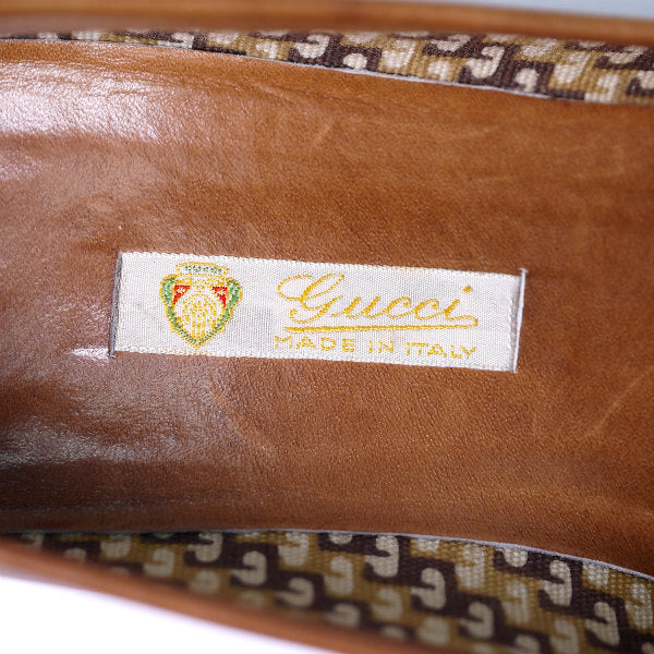 OLD Gucci　GG金具レザーローファー(23.5cm・茶)