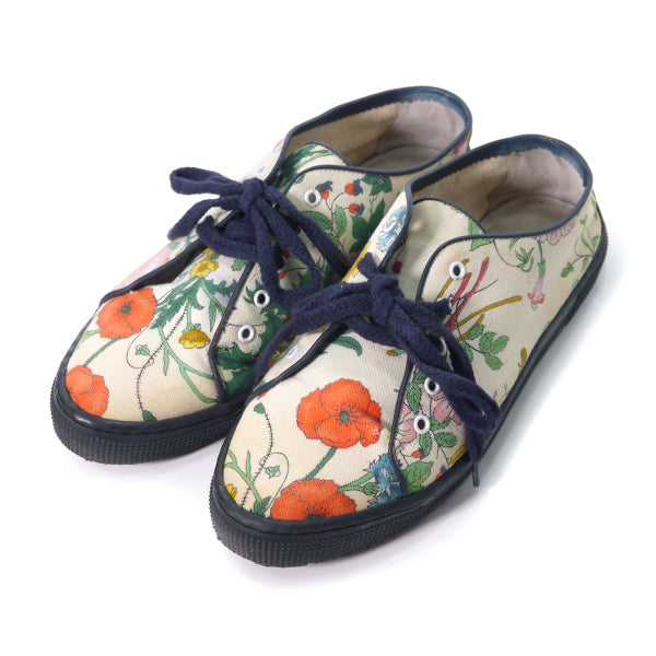 OLD Gucci　フローラ キャンバススニーカー(23cm・白)