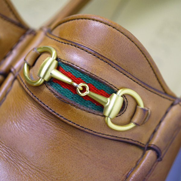 OLD Gucci　シェリーラインビットローファー(23.5cm・茶)