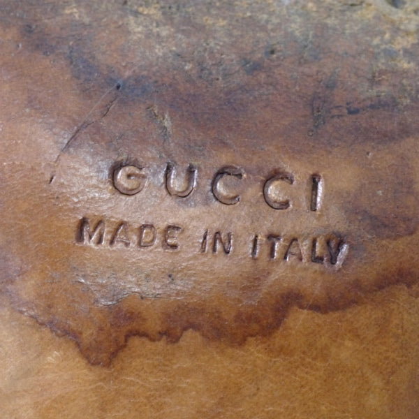 OLD Gucci 50s!シェリーライン レザーローファー ヒール(23.5cm・茶)