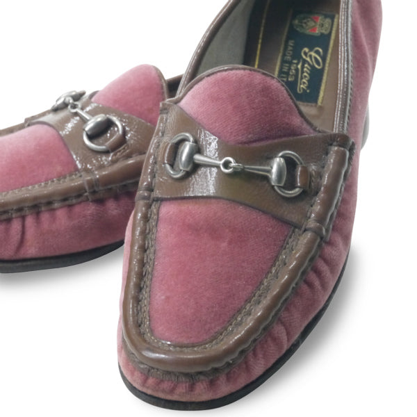 OLD Gucci　ビロードローファー(21.5cm・ピンク)