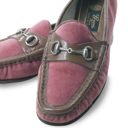OLD Gucci　ビロードローファー(21.5cm・ピンク)