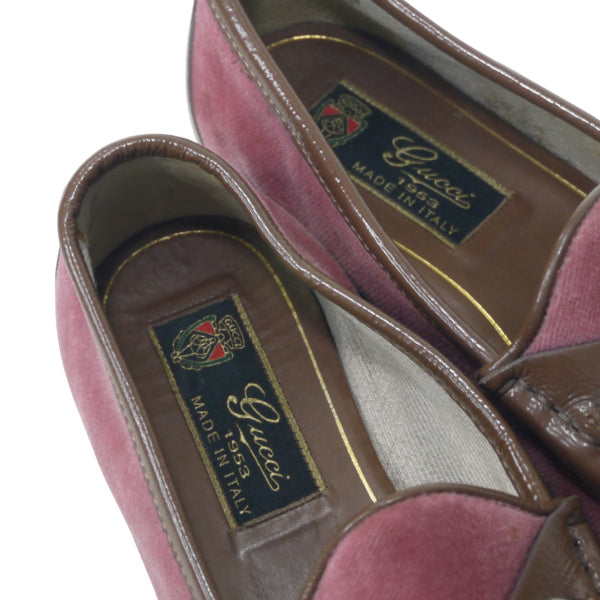 OLD Gucci　ビロードローファー(21.5cm・ピンク)
