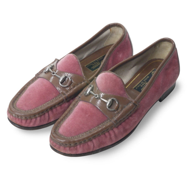 OLD Gucci　ビロードローファー(21.5cm・ピンク)