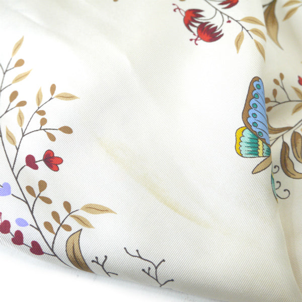 OLD Gucci　ボタニカル柄シルクスカーフ(黄色)