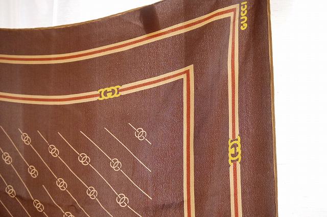 OLD Gucci 茶GGシルクスカーフ