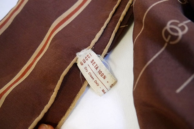 OLD Gucci 茶GGシルクスカーフ