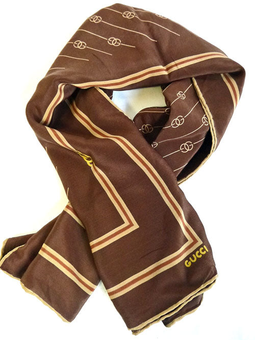 OLD Gucci 茶GGシルクスカーフ