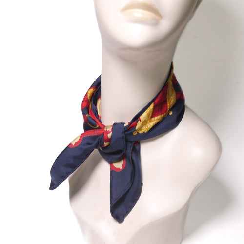 OLD Gucci ミニスカーフ（紺・シルク）