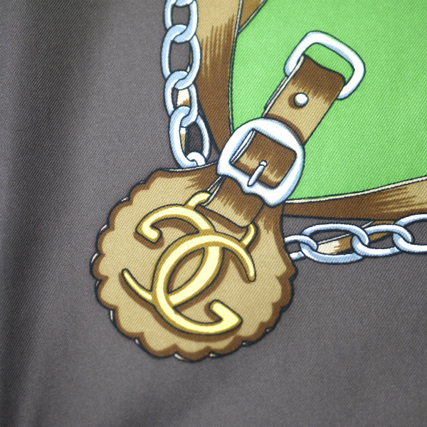 OLD Gucci 馬具柄 大判シルクスカーフ（茶系）