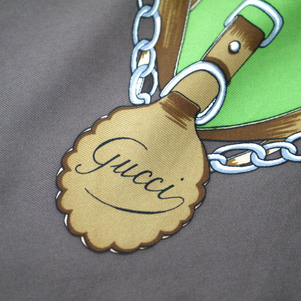 OLD Gucci 馬具柄 大判シルクスカーフ（茶系）