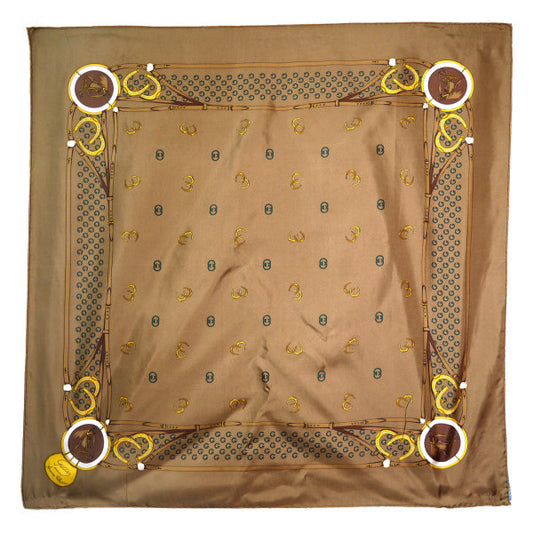 OLD Gucci  80sシルクスカーフ（茶/馬柄）