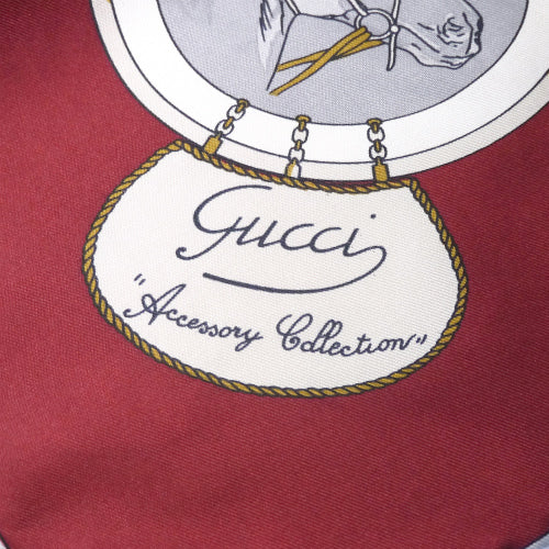 OLD Gucci  80sシルクスカーフ（赤/馬柄）
