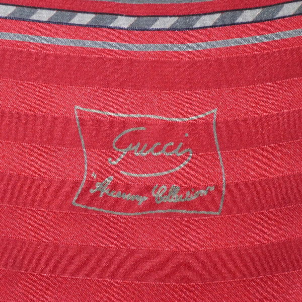 OLD Gucci　アクセコ!!ビット柄シルクロングスカーフ（赤系）