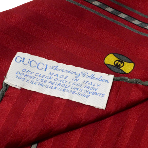 OLD Gucci　アクセコ!!ビット柄シルクロングスカーフ（赤系）