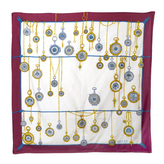 OLD Gucci   懐中時計 大判シルクスカーフ（ボルドー）