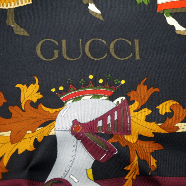 OLD Gucci 大判スカーフ（紺・シルク）