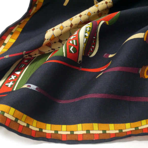 OLD Gucci 大判スカーフ（紺・シルク）