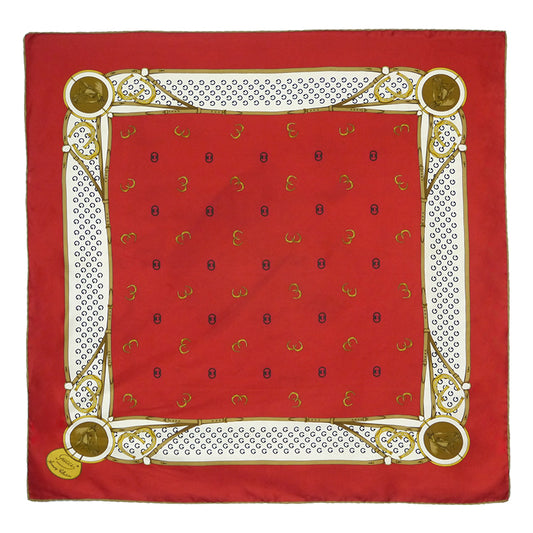 OLD Gucci  80sシルクスカーフ（赤/ホースシュー柄）