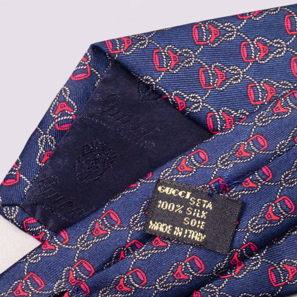 OLD Gucci シルクネクタイ 幾何学模様G（ブルー系）