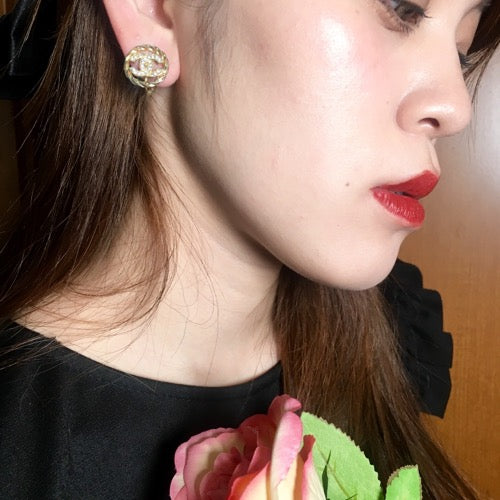 OLD CHANEL　ラインストーン ココマークイヤリング