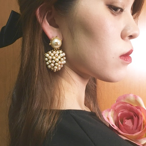 OLD CHANEL　パールピアス（ハート/ココ）