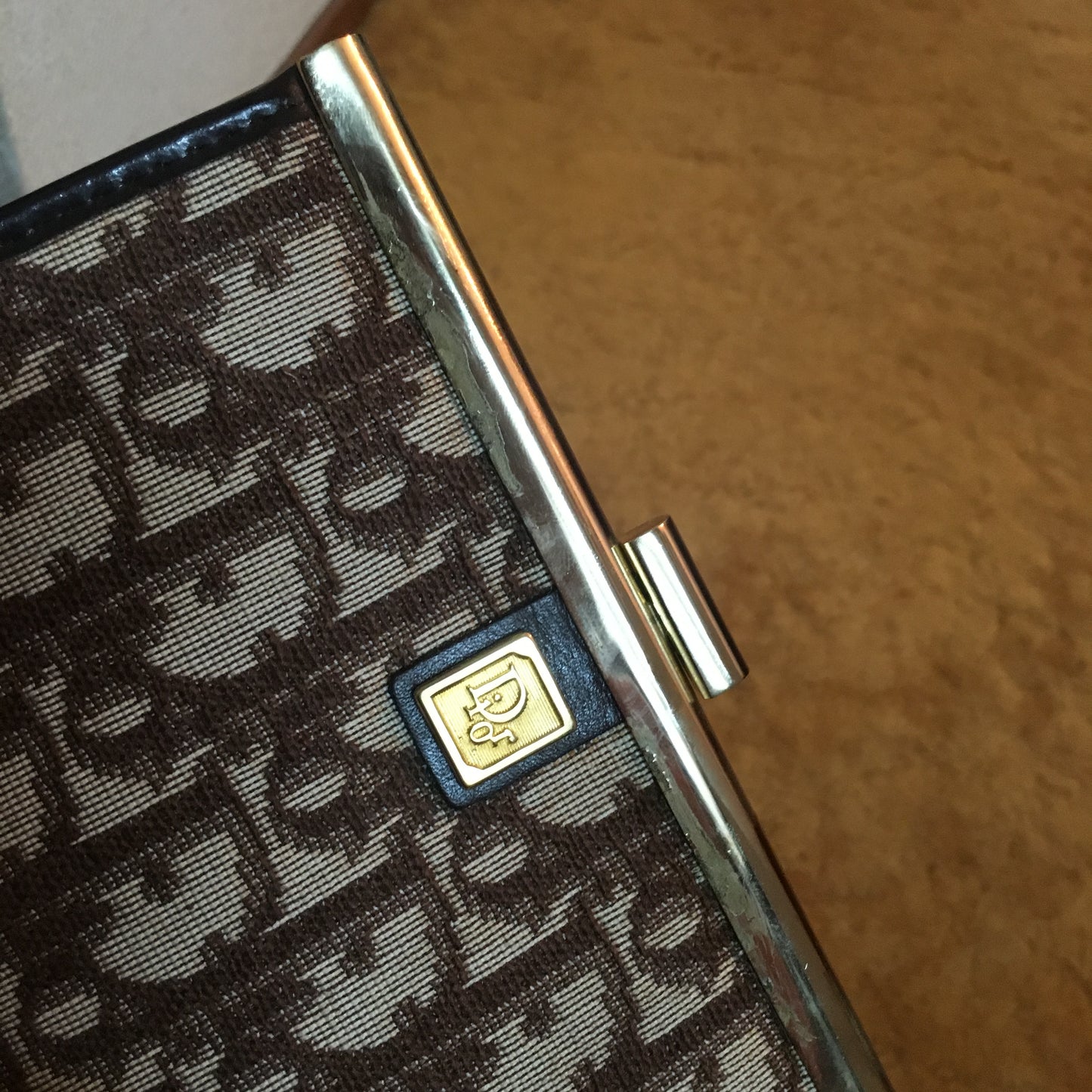 Old Dior　トロッター柄　がま口ポーチ（茶）