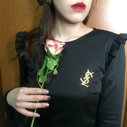 YVES SAINT LAURENT　YSLブローチ(ゴールド)