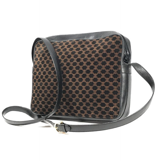 Old Celine ブラゾン柄スクエアショルダー（スエード・濃紺）