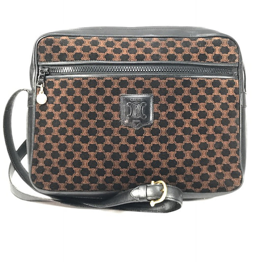 Old Celine ブラゾン柄スクエアショルダー（スエード・濃紺）