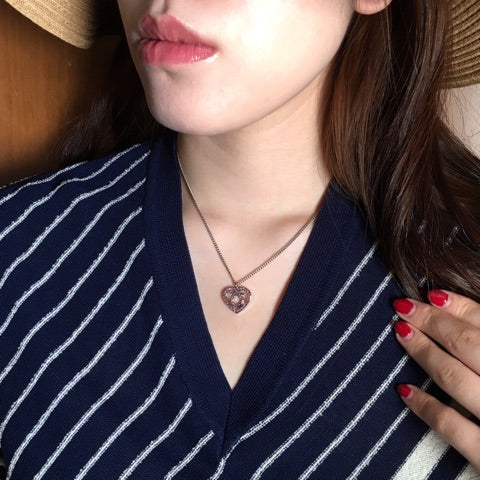 Salvatore Ferragamo ハートガンチーニネックレス(シルバー/ピンク)