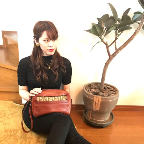 Old Dior　総革トロッター柄ショルダー（茶）