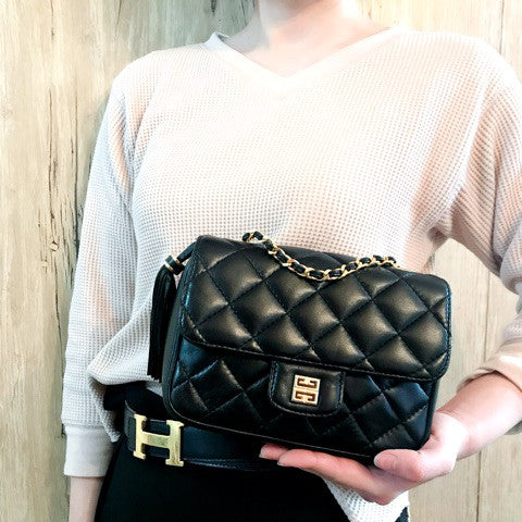 GIVENCHY フリンジ付マトラッセ チェーンショルダー（黒）