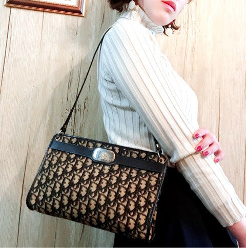 OLD Dior ＜訳アリ＞ トロッター柄ショルダー（青系）