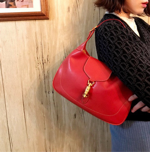 OLD Gucci ジャッキーハンドバッグ ピグスキン（赤）
