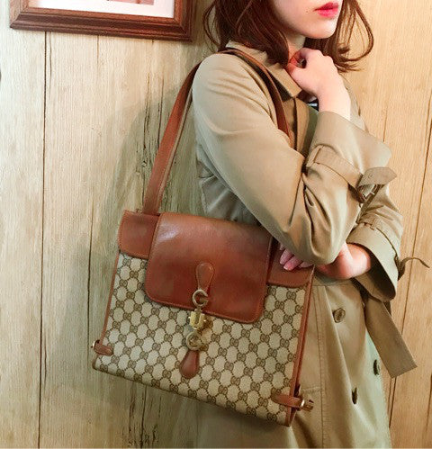 OLD Gucci レア!70sGG金具ブリーフバッグ(茶)