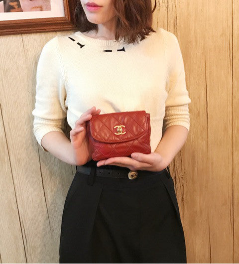 CHANEL　マトラッセウエストポーチ（赤）