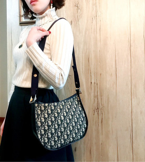 Old Dior 2WAYトロッター半円ショルダー（青系）