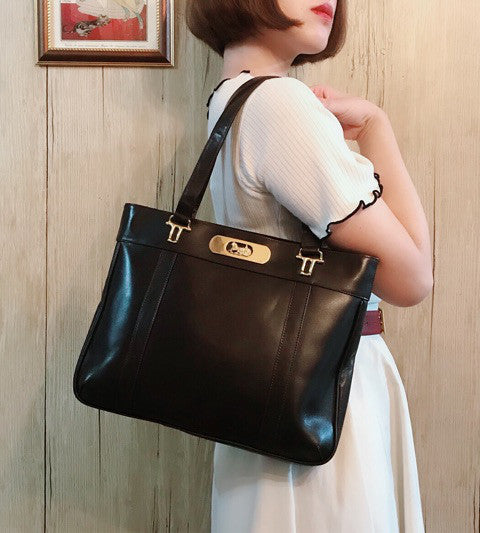 OLD CELINE 馬車金具トートバッグ（濃茶・総革）