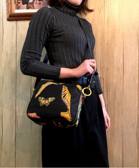 Salvatore Ferragamo パンプス・蝶・花柄ショルダー(黒)