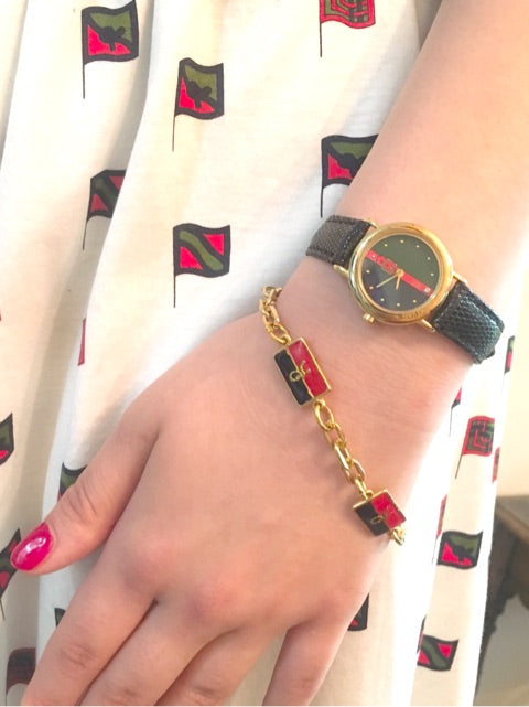 Roberta　ベルト柄腕時計（黒リザードバングル）