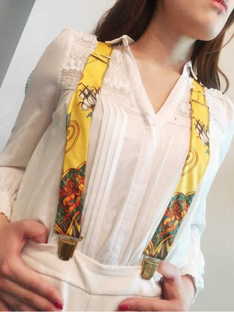 HERMES　シルクサスペンダー（イエロー）