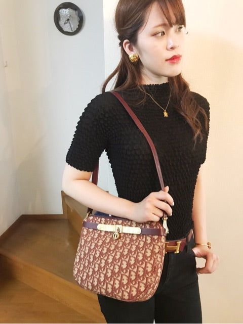 Old Dior　＜訳あり＞トロッター柄ショルダー（赤）