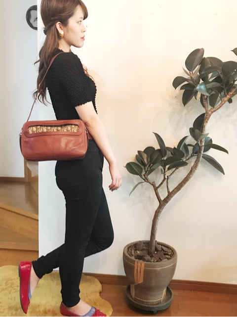 Old Dior　総革トロッター柄ショルダー（茶）