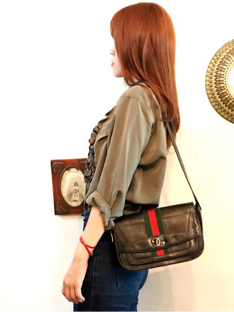 OLD Gucci ２Way縦シェリー革ショルダー（黒）